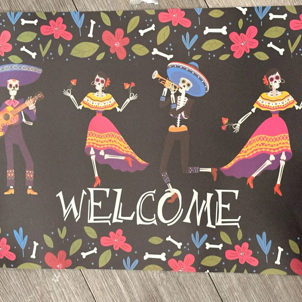 FREE NWT Day of the Dead Skeleton Welcome Mat